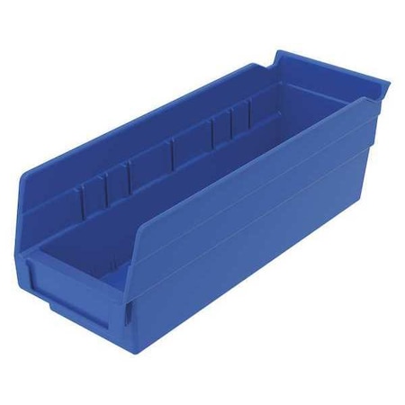 Shelf Storage Bin, Plastic, Blue, 4 in H, 4 1/8 in W, 11 5/8 in L MPN:30120BLUEBLANK