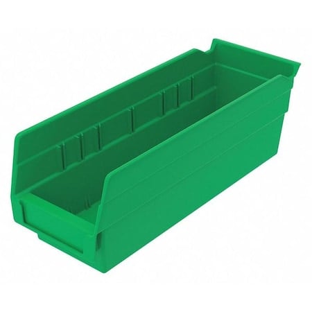 Shelf Storage Bin, Plastic, Green, 4 in H, 4 1/8 in W, 11 5/8 in L MPN:30120GREENBLANK