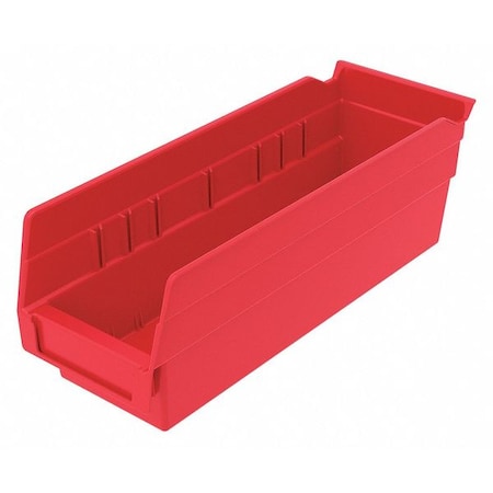 Shelf Storage Bin, Plastic, Red, 4 in H, 4 1/8 in W, 11 5/8 in L MPN:30120REDBLANK