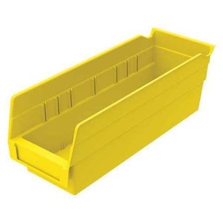 Shelf Storage Bin, Plastic, Yellow, 4 in H, 4 1/8 in W, 11 5/8 in L MPN:30120YELLOBLANK