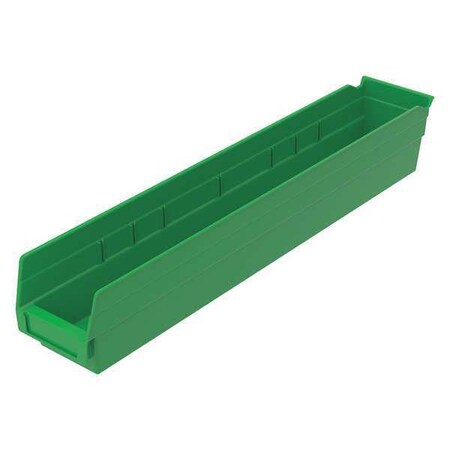 Shelf Storage Bin, Plastic, Green, 4 in H, 4 1/8 in W, 23 5/8 in L MPN:30124GREENBLANK