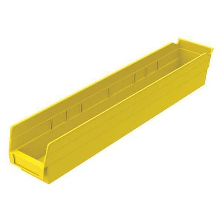 Shelf Storage Bin, Plastic, Yellow, 4 in H, 4 1/8 in W, 23 5/8 in L MPN:30124YELLOBLANK