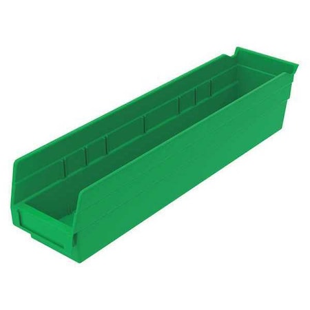 Shelf Storage Bin, Plastic, Green, 4 in H, 4 1/8 in W, 17 7/8 in L MPN:30128GREENBLANK