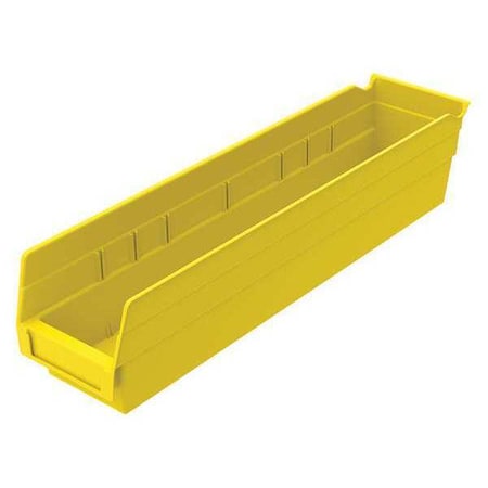 Shelf Storage Bin, Plastic, Yellow, 4 in H, 4 1/8 in W, 17 7/8 in L MPN:30128YELLOBLANK