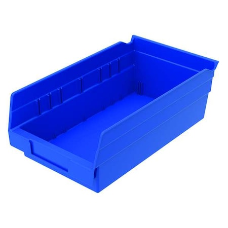 Shelf Storage Bin, Plastic, Blue, 4 in H, 6 5/8 in W, 11 5/8 in L MPN:30130BLUEBLANK