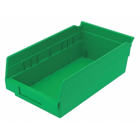 Shelf Storage Bin, Plastic, Green, 4 in H, 6 5/8 in W, 11 5/8 in L MPN:30130GREENBLANK