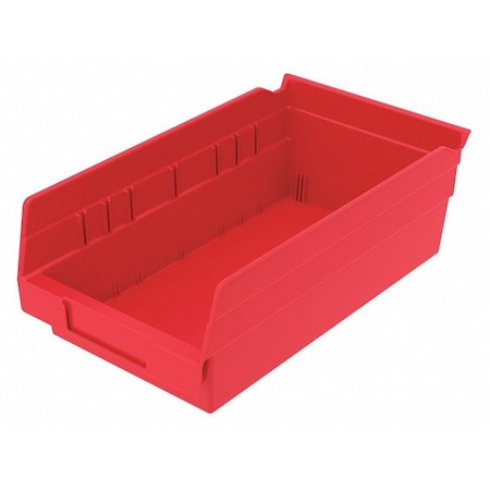 Shelf Storage Bin, Plastic, Red, 4 in H, 6 5/8 in W, 11 5/8 in L MPN:30130REDBLANK