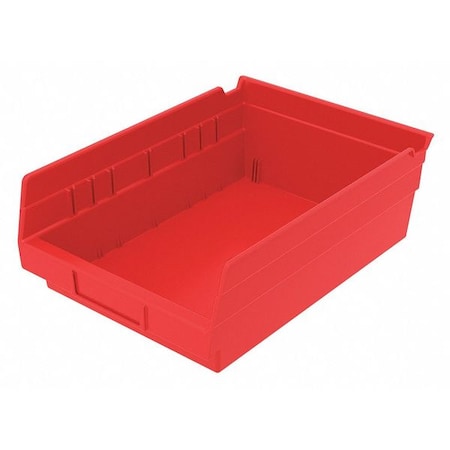 Shelf Storage Bin, Plastic, Red, 4 in H, 8 3/8 in W, 11 5/8 in L MPN:30150REDBLANK
