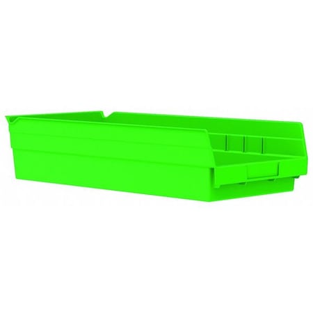 Shelf Storage Bin, Plastic, Green, 4 in H, 8 3/8 in W, 17 7/8 in L MPN:30158GREENBLANK