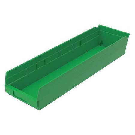 Shelf Storage Bin, Plastic, Green, 4 in H, 6 5/8 in W, 23 5/8 in L MPN:30164GREENBLANK