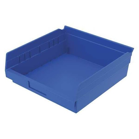 Shelf Storage Bin, Plastic, Blue, 4 in H, 11 1/8 in W, 11 5/8 in L MPN:30170BLUEBLANK