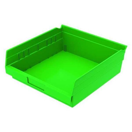 Shelf Storage Bin, Plastic, Green, 4 in H, 11 1/8 in W, 11 5/8 in L MPN:30170GREENBLANK