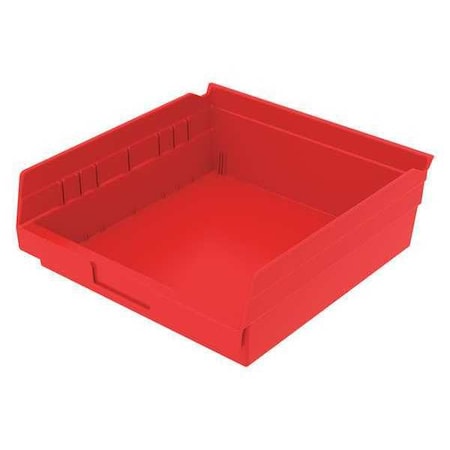 Shelf Storage Bin, Plastic, Red, 4 in H, 11 1/8 in W, 11 5/8 in L MPN:30170REDBLANK