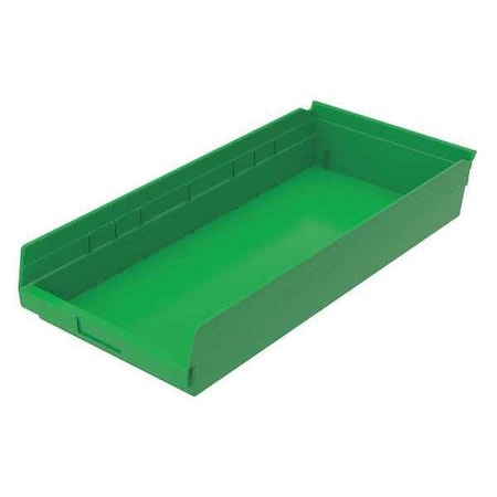 Shelf Storage Bin, Plastic, Green, 4 in H, 11 1/8 in W, 23 5/8 in L MPN:30174GREENBLANK