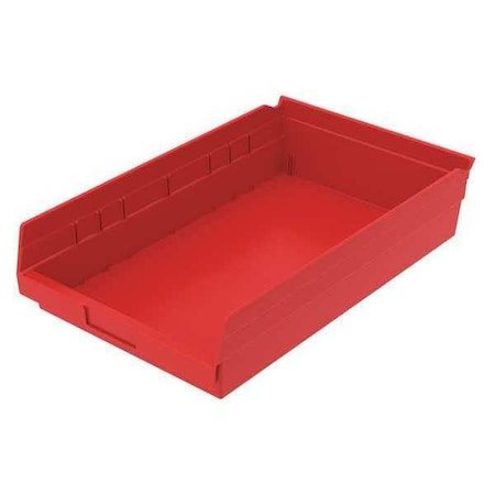 Shelf Storage Bin, Plastic, Red, 4 in H, 11 1/8 in W, 17 7/8 in L MPN:30178REDBLANK