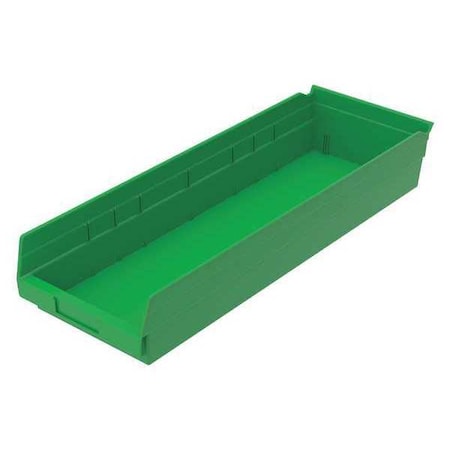 Shelf Storage Bin, Plastic, Green, 4 in H, 8 3/8 in W, 23 5/8 in L MPN:30184GREENBLANK
