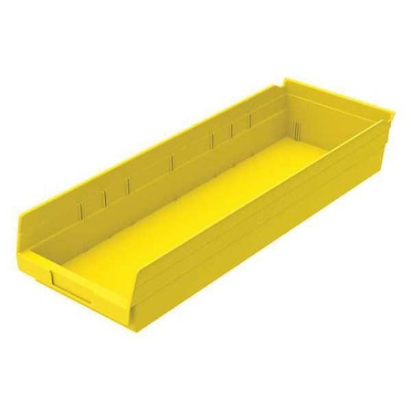 Shelf Storage Bin, Plastic, Yellow, 4 in H, 8 3/8 in W, 23 5/8 in L MPN:30184YELLOBLANK