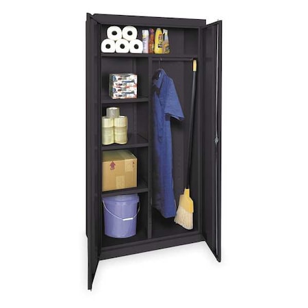 Combo Wardrobe Storage Cabinet, 72 in H, 36 in W, 18 in D, Swing, Keyed, Black, 5 Shelves, 0 Drawers MPN:1UFA6