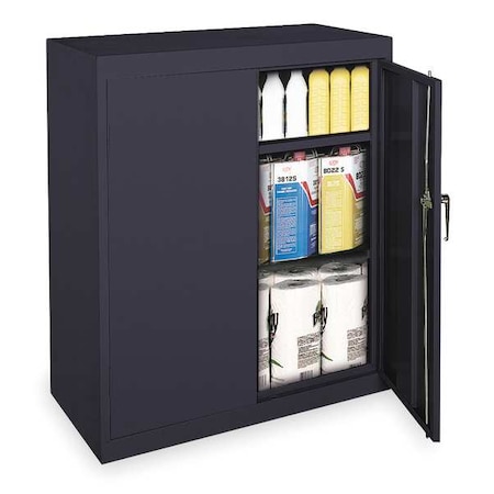 Shelving Storage Cabinet, 42 in H, 36 in W, 18 in D, Swing, Keyed, Black, 2 Shelves, 0 Drawers MPN:1UFC4