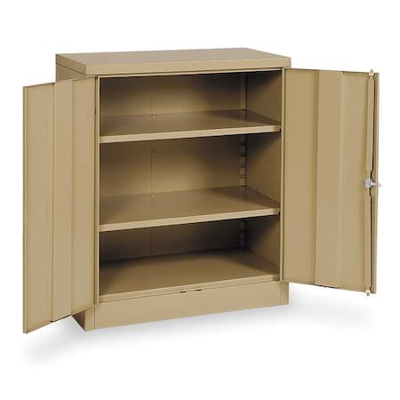 Shelving Storage Cabinet, 42 in H, 36 in W, 18 in D, Swing, Keyed, Tan, 2 Shelves, 0 Drawers MPN:1UFD2
