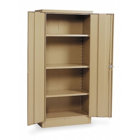 Stationary Storage Cabinet, 24 Gauge Steel, 66 in H x 30 in W x 15 in D, Tan MPN:1UFD4