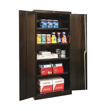 Shelving Storage Cabinet, 72 in H, 36 in W, 18 in D, Swing, Keyed, Black, 4 Shelves, 0 Drawers MPN:210S361872A-ME