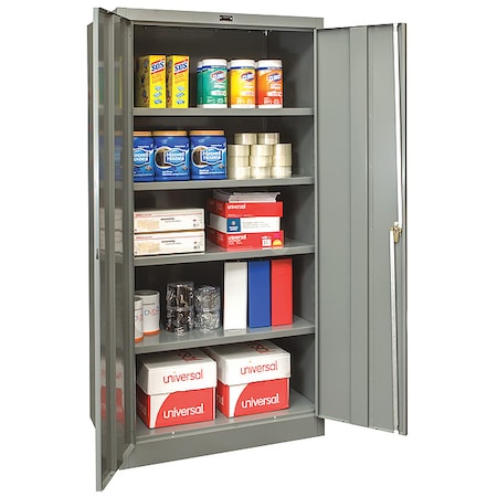Shelving Storage Cabinet, 72 in H, 36 in W, 18 in D, Swing, Keyed, Dark Gray, 4 Shelves, 0 Drawers MPN:210S361872HG
