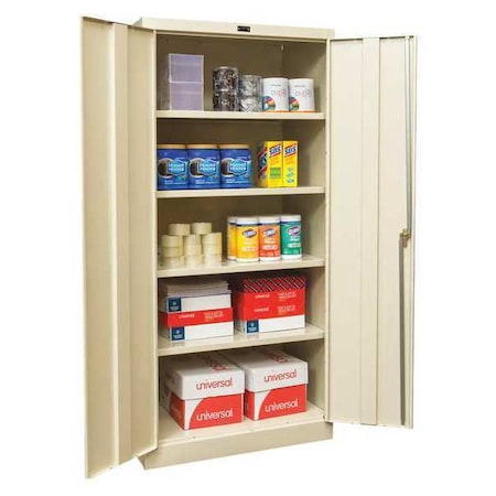 Shelving Storage Cabinet, 72 in H, 36 in W, 18 in D, Swing, Keyed, Tan, 4 Shelves, 0 Drawers MPN:210S361872PT