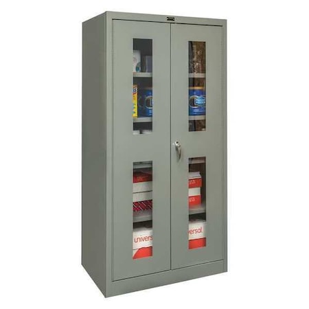 Shelving Storage Cabinet, 72 in H, 36 in W, 18 in D, Swing, Keyed, Dark Gray, 4 Shelves, 0 Drawers MPN:210S361872SV-HG