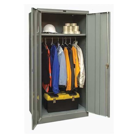 Wardrobe Storage Cabinet, 72 in H, 36 in W, 18 in D, Swing, Keyed, Dark Gray, 1 Shelves, 0 Drawers MPN:230W361872A-HG