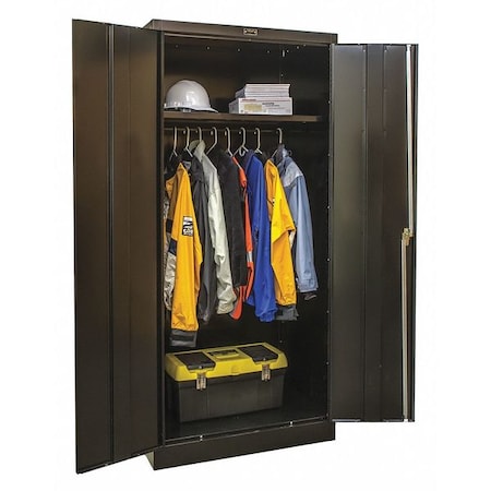 Wardrobe Storage Cabinet, 72 in H, 36 in W, 18 in D, Swing, Keyed, Black, 1 Shelves, 0 Drawers MPN:230W361872A-ME