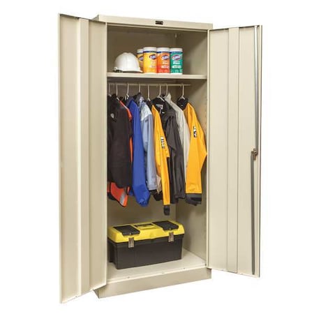 Wardrobe Storage Cabinet, 72 in H, 36 in W, 18 in D, Swing, Keyed, Tan, 1 Shelves, 0 Drawers MPN:230W361872PT