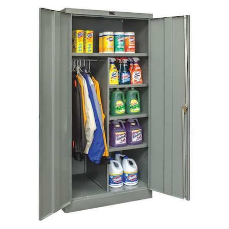 Combo Wardrobe Storage Cabinet, 72 in H, 36 in W, 24 in D, Swing, Keyed, Dark Gray, 4 Shelves MPN:250C362472A-HG