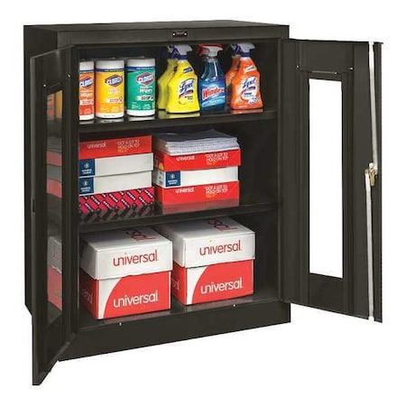 Shelving Storage Cabinet, 42 in H, 36 in W, 18 in D, Swing, Keyed, Black, 2 Shelves, 0 Drawers MPN:410S361842SV-ME
