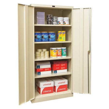 Shelving Storage Cabinet, 78 in H, 36 in W, 18 in D, Swing, Keyed, Tan, 4 Shelves, 0 Drawers MPN:410S361878PT