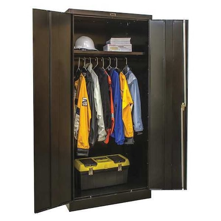 Wardrobe Storage Cabinet, 78 in H, 36 in W, 24 in D, Swing, Keyed, Black, 1 Shelves, 0 Drawers MPN:430W362478ME
