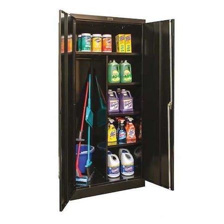 Combo Wardrobe Storage Cabinet, 78 in H, 36 in W, 18 in D, Swing, Keyed, Black, 4 Shelves, 0 Drawers MPN:450C361878ME