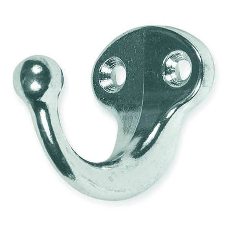 Coat Hook, Silver, Aluminum, 1 5/8 in D MPN:1HGL4