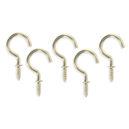 Cup Hook, Brass, Steel, 1 3/8 in D, PK20 MPN:1WBJ6