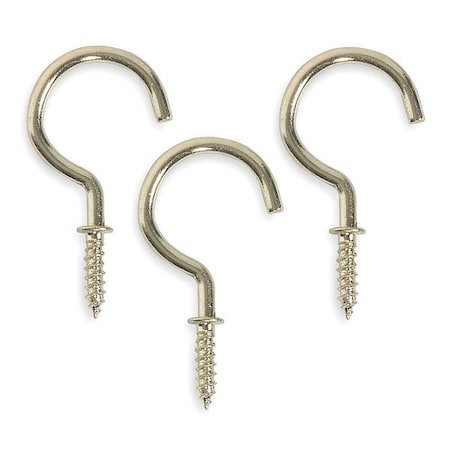 Cup Hook, Brass, Steel, 1 7/8 in D, PK20 MPN:1WBJ9