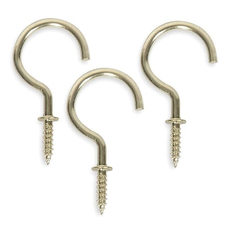 Cup Hook, Brass, Steel, 2 1/8 in D, PK20 MPN:1WBK3