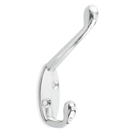 Coat Hook, Silver, Zinc, 2 in D MPN:1XNE4