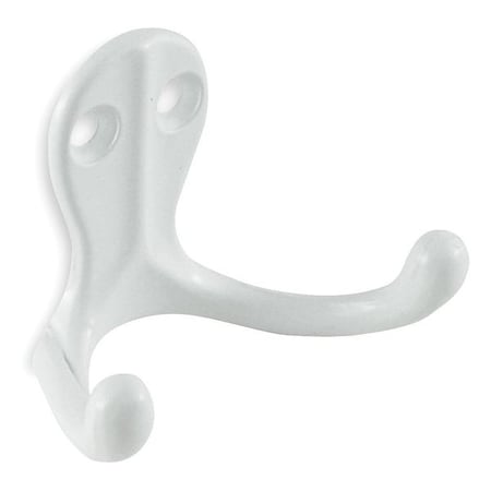 Coat Hook, 2 Hook Ends, White MPN:1XNF6