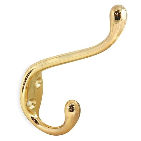 Coat and Garment Hook, 2 Ends, Brass MPN:1XNF9