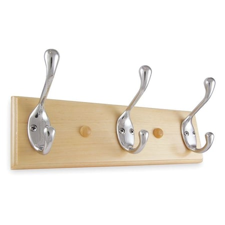 Coat Hook Rack, Silver, Zinc, 3 in D MPN:1XNH8
