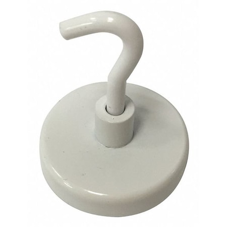 Magnetic Hook, White, 14 Lb, 1.25 In Dia MPN:3DXY8