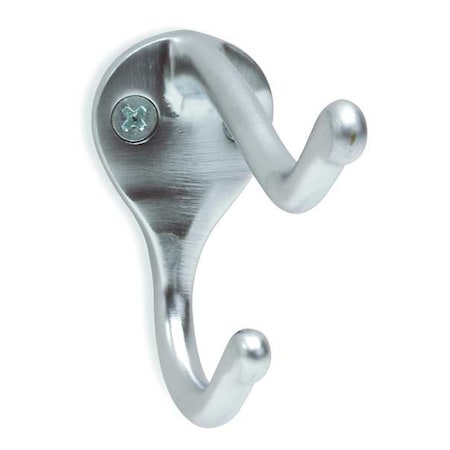 Coat Hook, Silver, Aluminum, 3 in D MPN:4JG66