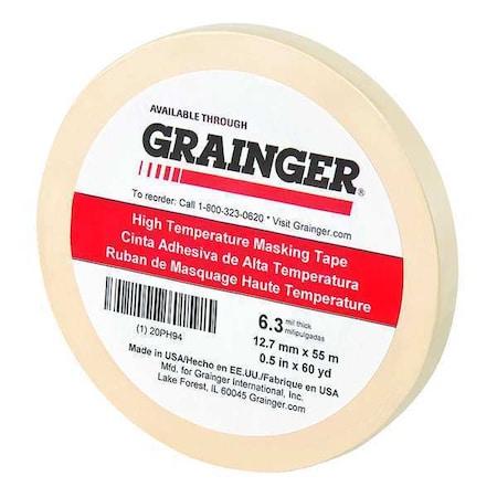 Painter's Tape, 1/2 in W x 60 yd L, 6.3 mil Thick, Tan, Rubber Adhesive MPN:20PH94