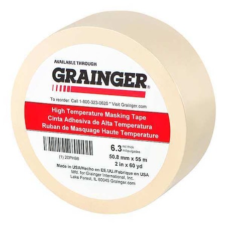 Painter's Tape, 2 in W x 60 yd L, 6.3 mil Thick, Tan, Rubber Adhesive MPN:20PH98