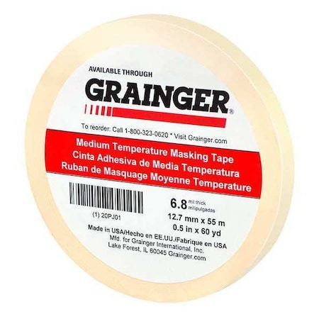 Masking Tape, Natural, 1/2In x 60 yd. MPN:20PJ01